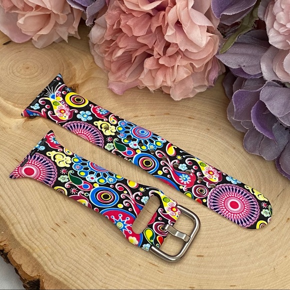 Pop Art Floral Silicone Watchband for Apple - Picture 13 of 16